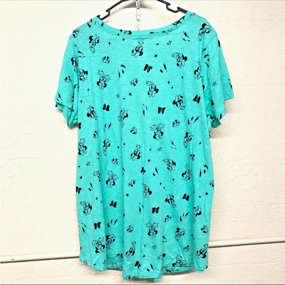 NWT Torrid Disney Minnie Print Aqua V-Neck Tunic Tee - Picture 2 of 7